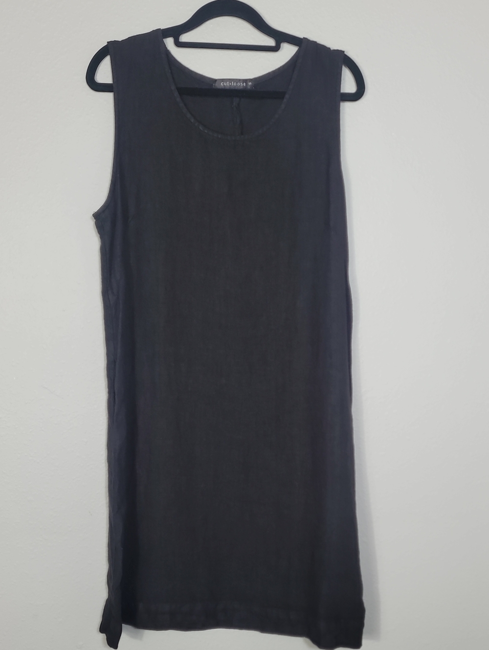 Cut Loose Linen Sleeveless Dress Size Small Black Minimalist Capsule Coastal